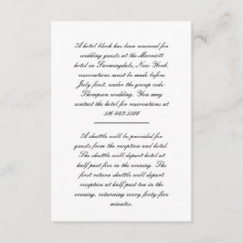 Black and White Script Wedding Hotel Informatiekaartje