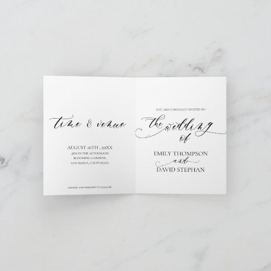 Black and White Script Whimsical Monogram Weddensc (Binnen)