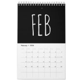 Black and White Script Writing 2026 Kalender (Feb 2026)