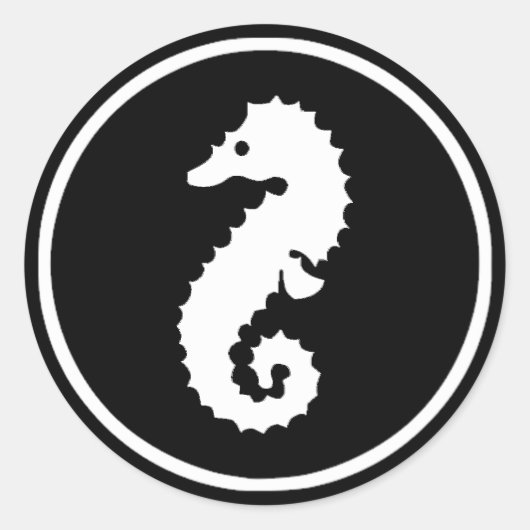 Black and White Seahorse Sticker (Voorkant)