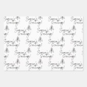 Black and White Season's Groeten Boom Inpakpapier Vel (Voorkant)