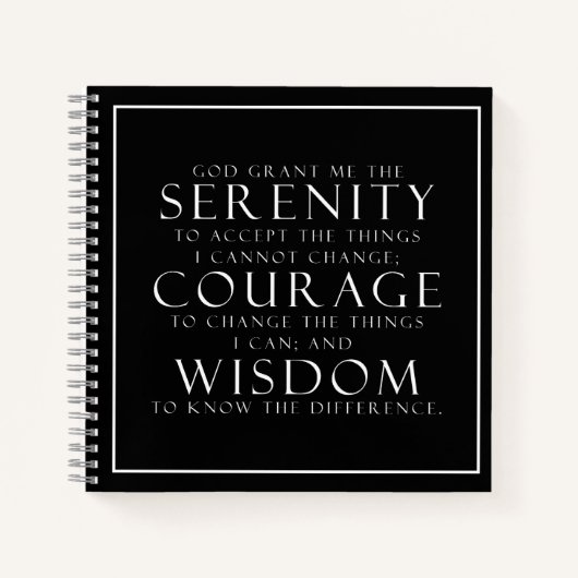 Black and White Serenity Prayer Notitieboek (Voorkant)