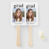 Black and White Serif Photo Afstuderen Hand Fan Handwaaier (Voorkant en achterkant)