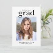 Black and White Serif Photo Graduparty Kaart (Staand voorkant)