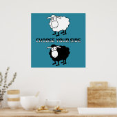 Black and white sheep poster (Keuken)