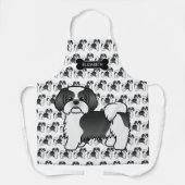 Black and White Shih Tzu Cartoon Dog & Name Schort (Voorkant)