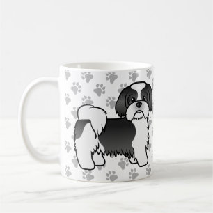 Black and White Shih Tzu Cute Cartoon Dog Koffiemok