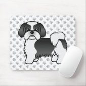 Black and White Shih Tzu Cute Cartoon Dog Muismat (Met muis)