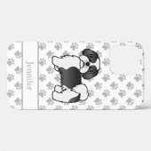 Black and White Shih Tzu Cute Cartoon Dog & Name Case-Mate iPhone Case (Achterkant (horizontaal))