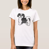 Black and White Shih Tzu Cute Cartoon Dog T-shirt (Voorkant)