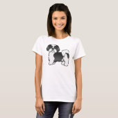 Black and White Shih Tzu Cute Cartoon Dog T-shirt (Voorkant volledig)