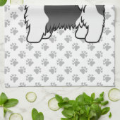 Black and White Shih Tzu Cute Cartoon Dog Theedoek (Gevouwen)