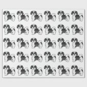 Black and White Shih Tzu Cute Dog Patroon Cadeaupapier (Vlak)