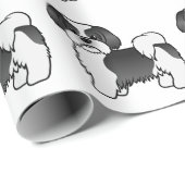 Black and White Shih Tzu Cute Dog Patroon Cadeaupapier (Rol Hoek)