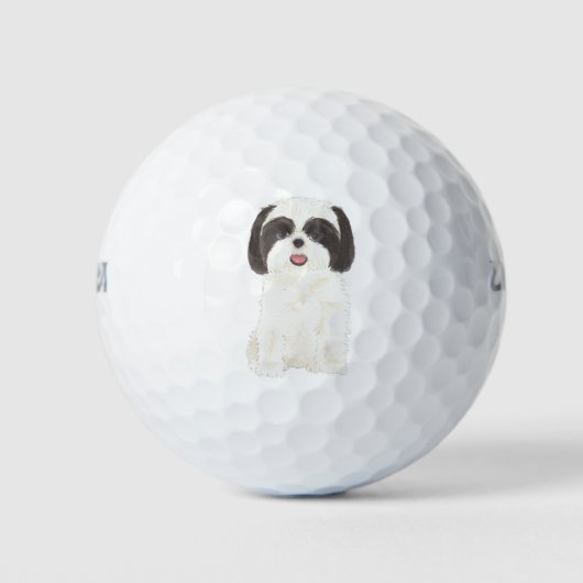 Black and White Shih Tzu Golfballen (Voorkant)