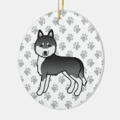 Black and White Siberian Husky Cute Cartoon Dog Keramisch Ornament (Links)