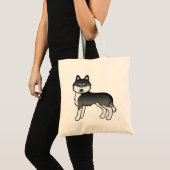 Black and White Siberian Husky Cute Cartoon Dog Tote Bag (Voorkant (product))