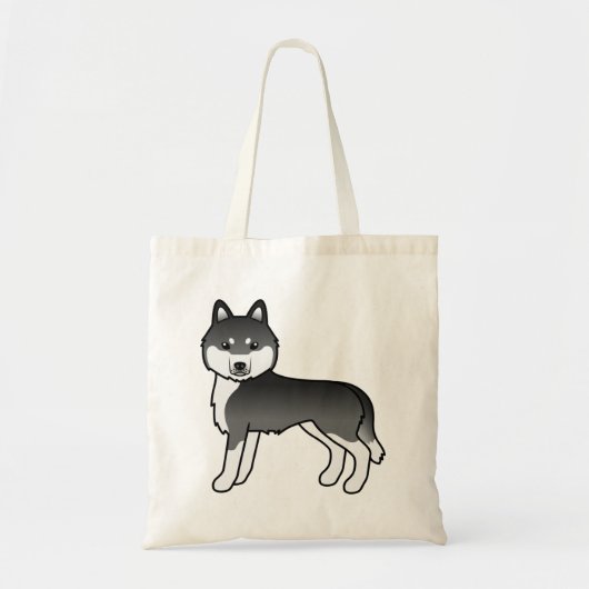 Black and White Siberian Husky Cute Cartoon Dog Tote Bag (Voorkant)