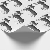 Black and White Siberian Husky Cute Dog Pattern Cadeaupapier (Hoek)