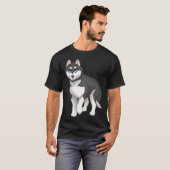 Black and White Siberian Husky Dog with Blue Eyes T-shirt (Voorkant volledig)