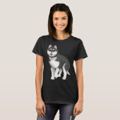 Black and White Siberian Husky Dog with Brown Eyes T-shirt (Voorkant volledig)