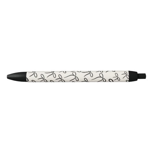 Black and White Simple Bows Pattern Zwarte Inkt Pen (Voorkant)