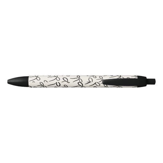 Black and White Simple Bows Pattern Zwarte Inkt Pen (Achterkant)