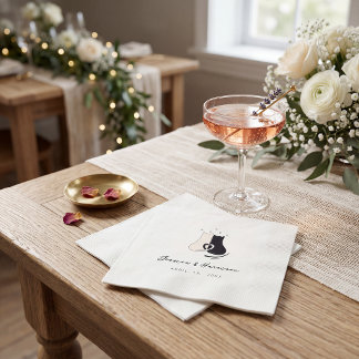 Black and white simple  Cat Modern Wedding Napkin Servet