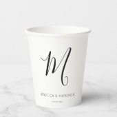 Black and White Simple Elegant Monogram Weddenscha Papieren Bekers (Voorkant)