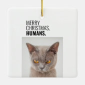 Black and White Simple Funny-kerstfoto Keramisch Ornament (Achterkant)