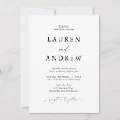 Black and White Simple Minimalist 2 Wedding Kaart (Voorkant)