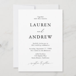 Black and White Simple Minimalist 2 Wedding Kaart