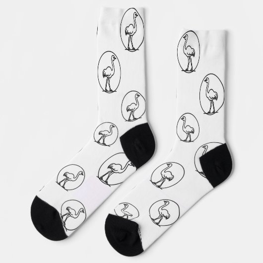 Black and White Simple Ostrich Socks Sokken (Links)