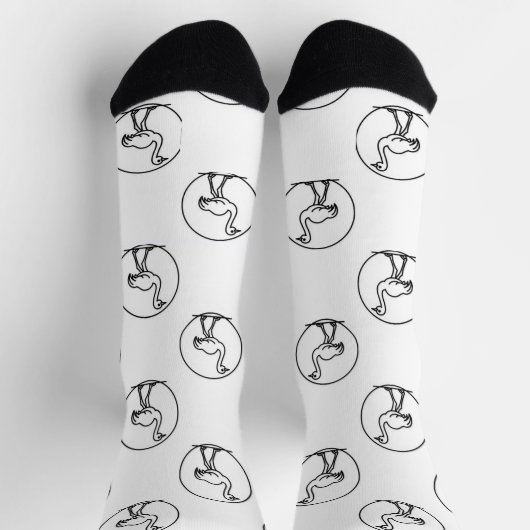 Black and White Simple Ostrich Socks Sokken (Top)
