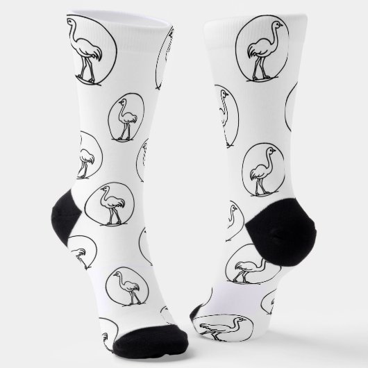 Black and White Simple Ostrich Socks Sokken (Gebogen)