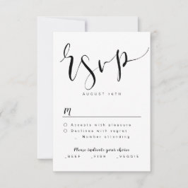 Black and White Simple Script bruiloft RSVP Kaartje