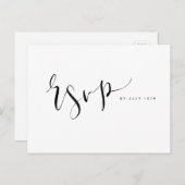 Black and White Simple Script bruiloft RSVP Uitnodiging Briefkaart (Voorkant / Achterkant)