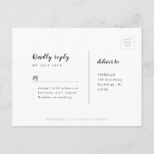 Black and White Simple Script bruiloft RSVP Uitnodiging Briefkaart (Achterkant)