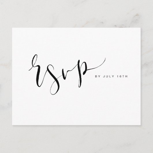 Black and White Simple Script bruiloft RSVP Uitnodiging Briefkaart (Voorkant)
