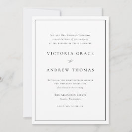 Black and White Simple Typography Formal Wedding Kaart