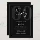 Black and White Sixty 60th Birthday Celebration  Kaart (Voorkant / Achterkant)