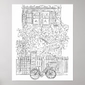 Black and White Sketch New York City Stoop Poster (Voorkant)