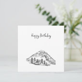 black and white sketch of Mountains Bedankkaart (Staand voorkant)