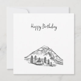 black and white sketch of Mountains Bedankkaart