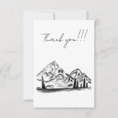 black and white sketch of Mountains Bedankkaart (Voorkant)
