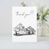 black and white sketch of Mountains Bedankkaart (Staand voorkant)