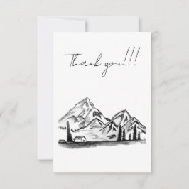 black and white sketch of Mountains Bedankkaart