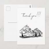 black and white sketch of Mountains Briefkaart (Voorkant / Achterkant)