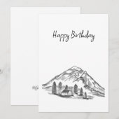 black and white sketch of Mountains Feestdagenkaart (Voorkant / Achterkant)