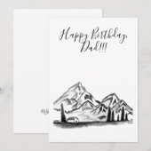 black and white sketch of Mountains Feestdagenkaart (Voorkant / Achterkant)